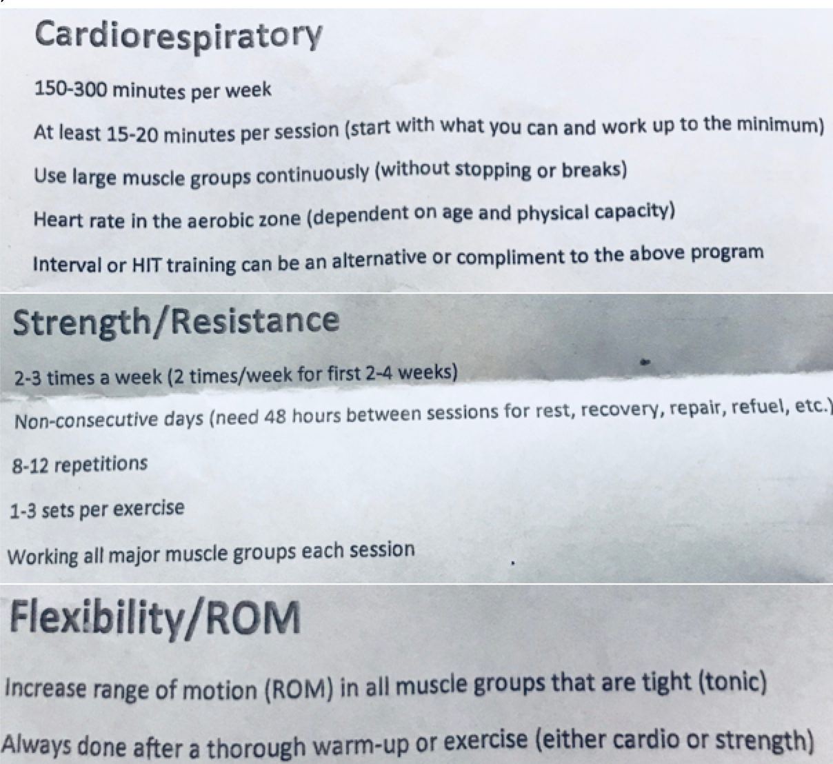 Suggested Wellness Consultation Workout Regime